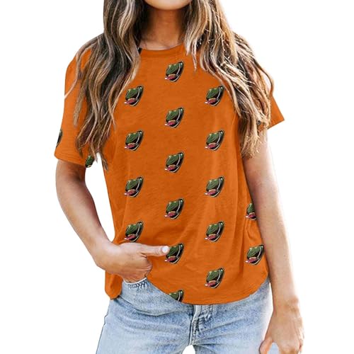 Camiseta Informal de Manga Corta para Hombre con Estampado de cómoda Camiseta de Cuello para Uso Diario básica para Primavera Verano y otoño (Orange S)