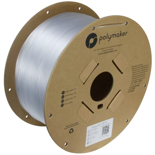 Image of Polymaker PETG Filament 1.75mm 3kg Clear 3D Printer Filament, PolyLite PETG 3D Printing Filament 1.75mm, Dimensional Accuracy + /- 0.03mm, Print with Most 3D Printers