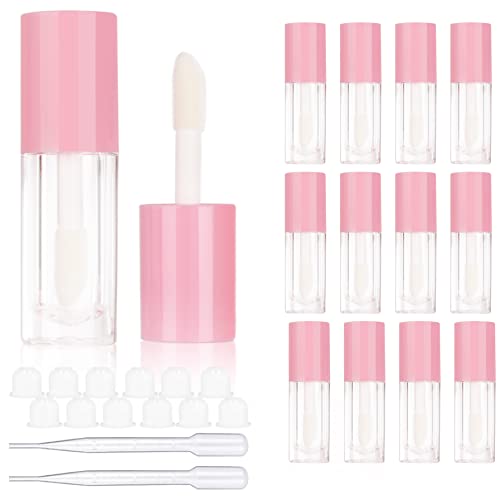 14pcs Vuoto 6ml grande pennello lip gloss tubi per fai da te lip rotondo lipgloss contenitori carino tubi allingrosso rosa