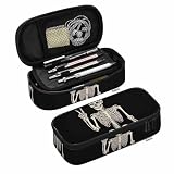 Yekiua Human Skeleton Posing Pen Bag Rock Roll Skull Boho Hippie Large Pencil Case Big Capacity Pencil Pouch Pencil Holder Black