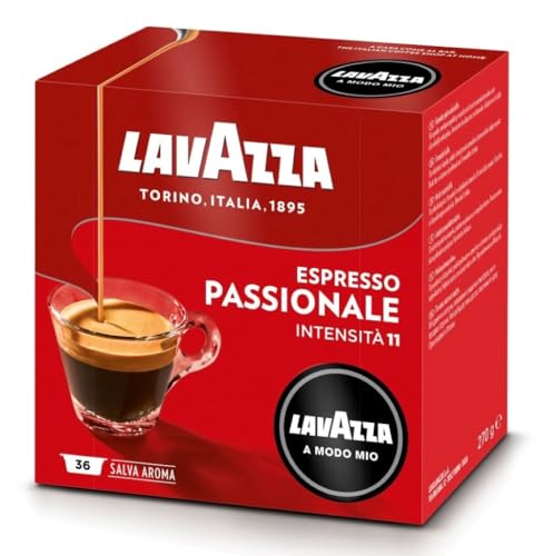 Lavazza A Modo Mio Espresso Passionale Coffee Capsules (Pack of 6, Total 216 Pods)