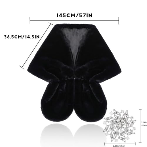 Yalice Women's Wedding Faux Fur Shawl and Wrap Bridal Fur Stole Cape Fur Scarf for Bride and Bridesmaids2