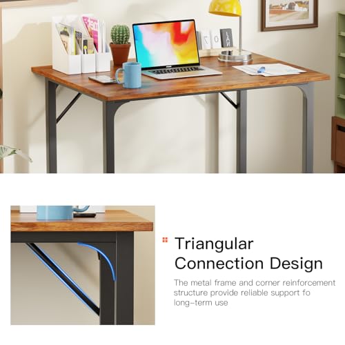 Image of PayLessHere | 32 Inch Computer Desk | Vintage | Sturdy Office Desk | Metal Frame, Adjustable Feet | Water-Resistant, Scratchproof Surface | Writing Table for Home Office or Study | Pack of 1