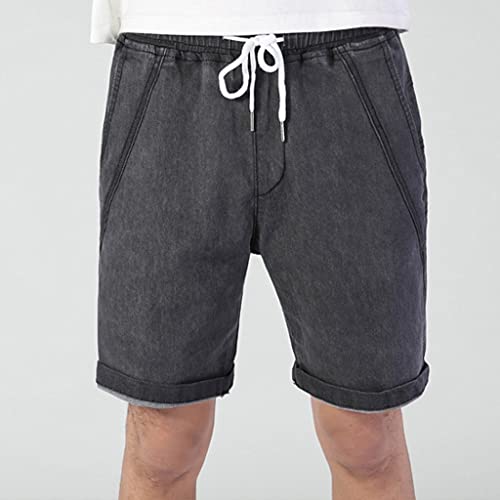 Short en jean grande taille pour homme avec taille élastique légère RLKHXBS
