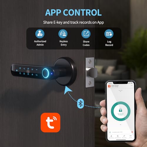 Smart-Fingerprint-Door-Lock-Knob-ENOKER-Keypad-Door-Lock-with-Handle-5-in-1-with-APPIC-CardsPasscodesKeys100-Fingerprints-Biometric-Electroinc-Keyless-Entry-Lock-for-Bedroom-Home-Hotel-Office