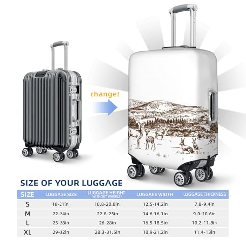 Woodland Forest With Deers Travel Luggage Covers - Elasticity Suitcase Covers Protector for Luggage 18-32 Inch2