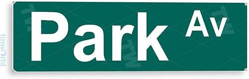 Tinworld Letrero de hojalata: decoración de metal B893 de Park Ave New York Central Park Street