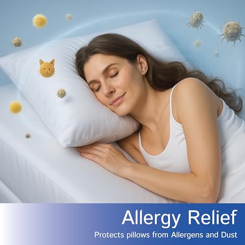 Standard Pillow Protectors (Set of 2) – Zippered Waterproof Pillow Covers Hypoallergenic Dust and Allergen Proof Pillowcase Encasement