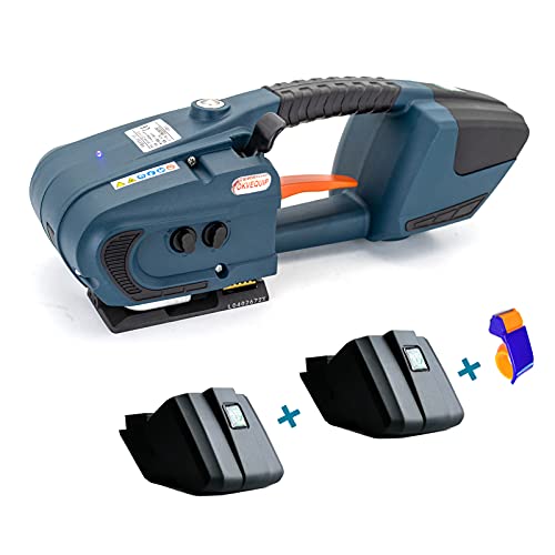 OKVEQUIP Automatic Strapping Tool for 1 2-5 8 Inch Wide PP PET, Rechargeable Battery Powered Packaging Strapping Machine, Portable Handheld Hot Melting Strapping Machine, Electric Welding Banding Tool