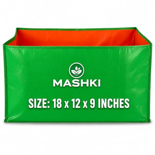 Image of MASHKI Rectangular HDPE Grow Bags 18 inchx12 inchx9 inch Inches 240 GSM for Terrace Garden, Home Gardening and Kitchen Gardening (Standard, 3 Count)