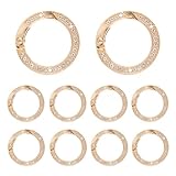 サムコスキーリング10個セット金色おしゃれカラビナラインストーンキラキラ丸型カバン飾り鍵飾りバッグチャームDIY手作りアクセサリージュエリー作りデコキット人気レディース