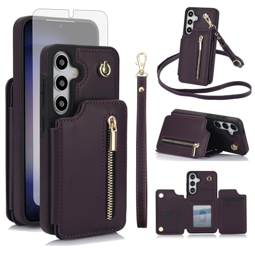 Coque Samsung S24 FE portefeuille RFID avec fermeture éclair et verre trempé inclus