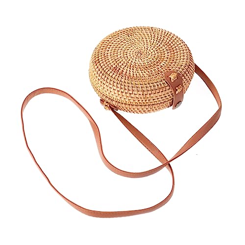 iplusmile Bolso Bandolera de Ratán Redondo para Mujer Diseño Artesanal Casual Bolso Mini Cruzado Versátil para Playa y Color Natural iplusmile Bolso Bandolera de Ratán Redondo para Mujer Diseño Artesanal Casual Bolso Mini Cruzado Versátil para Playa y Color Natural