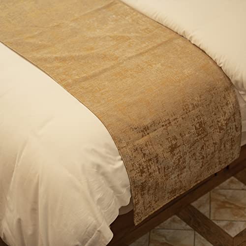 Osvino Solid Color Chenille Soft No Fading Modern Bed Runner Bedding Scarf Protection (240X50Cm For 180Cm Bed, Gold) #TOP4