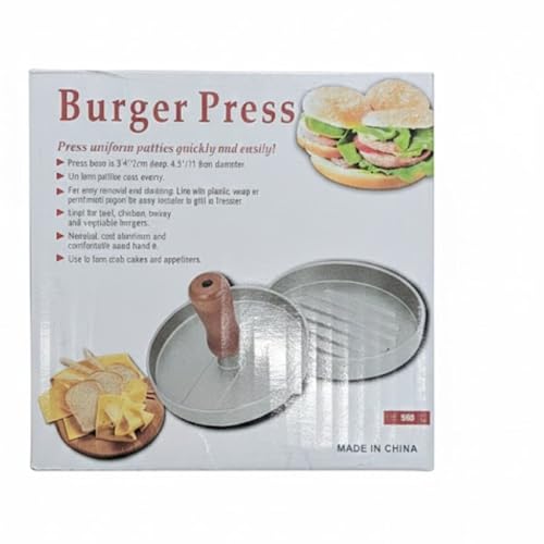 Hasanat Essentials Burger Maker with Disc Nonstick Aluminum Hamburger Patty Press Machine Burger Press Set for Perfect Patty Shaping