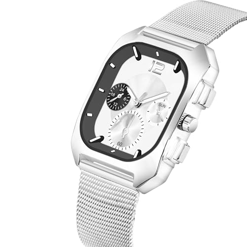 Image of Shocknshop Analog Square Dial Mesh Stainless Steel Strap Watch for Men and Boys -WCH186