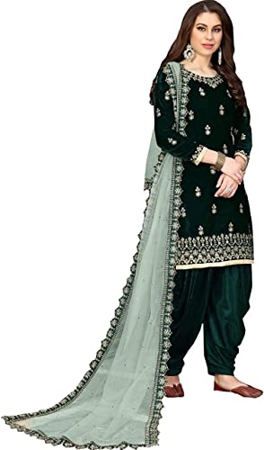 Delightful Velvet Ready To Wear Punjabi Patiala Suits Wedding Wear Designer Shalwar Kameez Dress