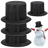 Schneemann-Hüte zum Basteln 4 Stück schwarzer Mini-Zylinder für Weihnachtsfeier Schneemann Puppe Bastelprojekte Dekorat