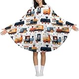 TZTTZT Poncho con capucha y estampado colorido de tren de dibujos animados, manta con capucha, cómoda, suave, cálida, capa acogedora para mujeres y adultos