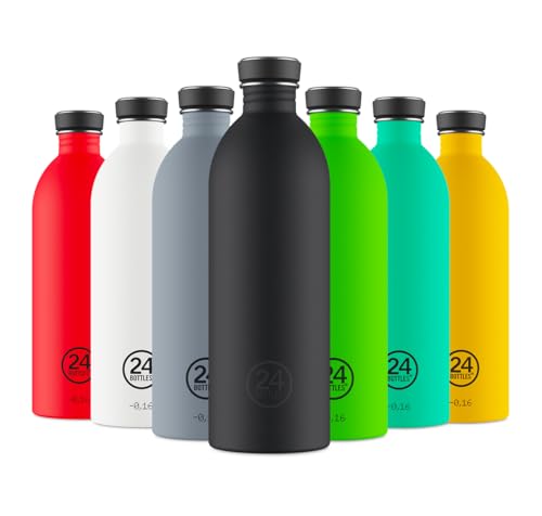 24Bottles Urban Bottle Trinkflasche aus Edelstahl in der Farbe Tuxedo Black mit 1000ml, Maße: 8cm x 8cm x 25,5cm, 557