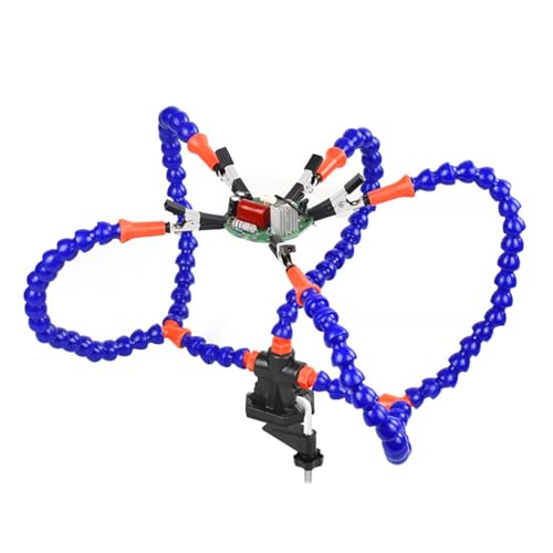 Image of Serplex Soldering Station with 5 Flexible Arms and Insulated Alligator Clips, Soldering Helping Hands Clamp Soldering Station Helping Hands Soldering Tool PCB Holder Flexible Arms