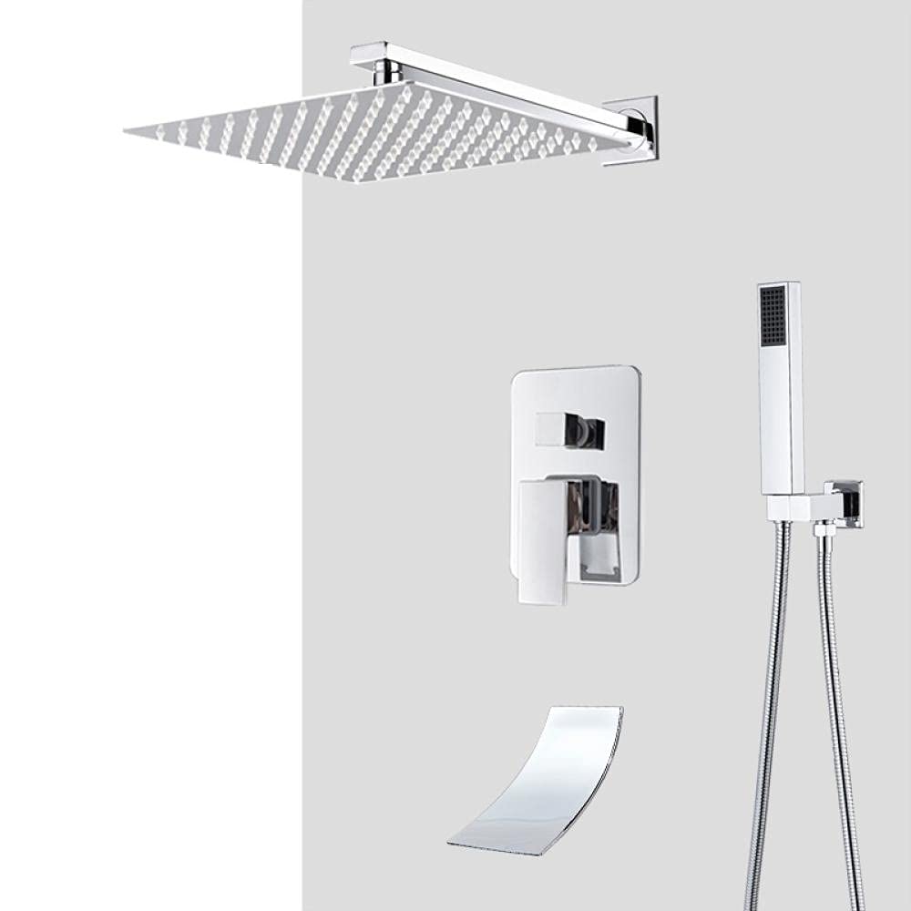 Pommeau de douche à effet pluie 10 p et robinet de salle de bain anti-calcaire