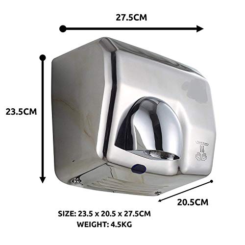 Image of Bath Guru Automatic Stainless Steel SS 304 High Speed Fast Dry Hand Dryer (Chrome)