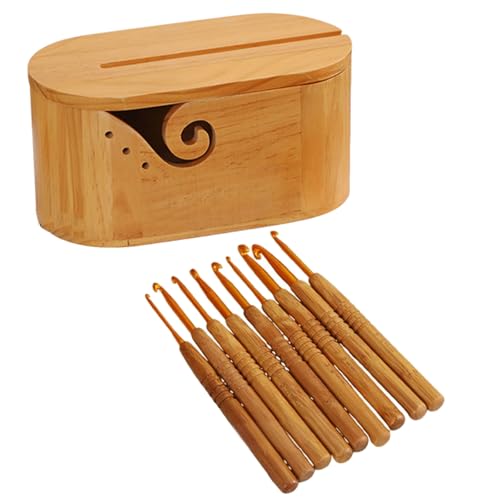Ellipsoidal Wooden Yarn Bowl Storage Box for Knitting Enthusiasts Lid