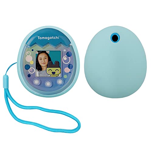 xcivi Silicone Cover and Lanyard for Tamagotchi Pix Virtual Interactive Pet Game Machine, Silicone Shell Compatible with New Tamagotchi PIX (Blue)