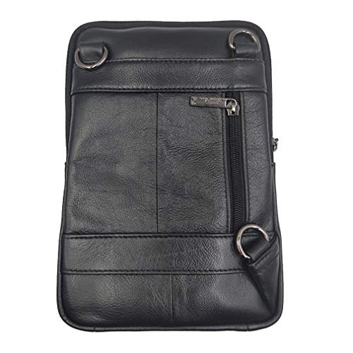 Hebetag Leather Shoulder Pack Messenger Bag for Men Women Travel Business Casual Crossbody Pouch Briefcase Wallet Satchel Sling Chest Bags Black - Thumbnail 4