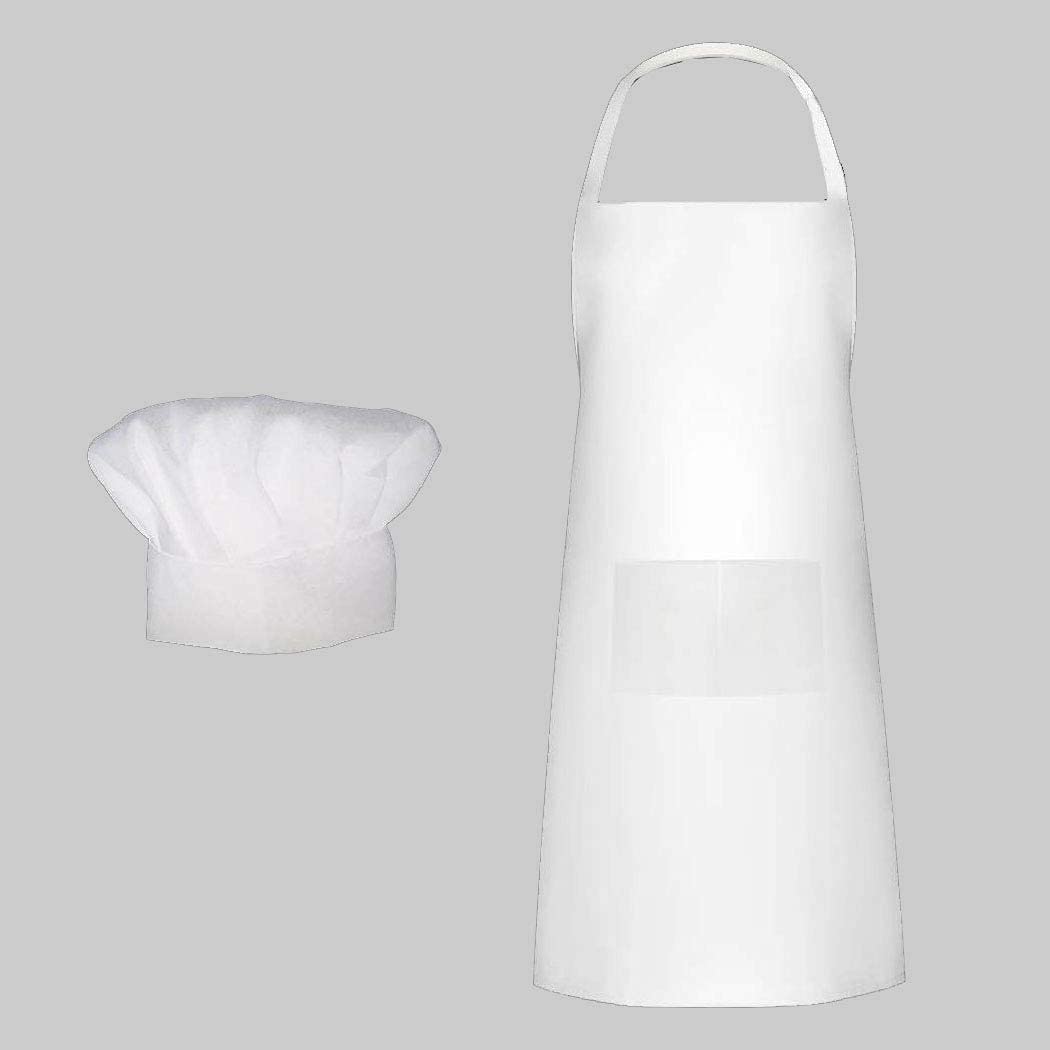 Delantal negro para mujeres y hombres, delantal negro camarera, sombrero y delantal de chef negro, para cocinar, barbacoa, cocina, chef, etc.