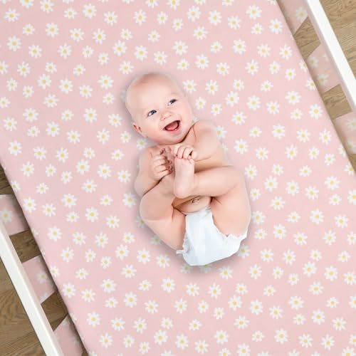 Image of Lambs & Ivy Daisy Dreams 3-Piece Crib Bedding Set - Pink, White, Modern, Garden