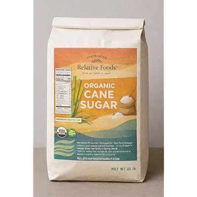 Organic Cane Sugar Crystals (25lb sugar packet) - Preservative & bone-char free, vegan food sugar substitute, gluten free, Non-GMO, fine natural sugar sweetener for cooking, beverages, more