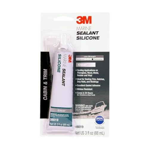 3M Marine Grade Silicone Sealant, 08019, For Boats and RVs, Above the Waterline Interior/Exterior Sealing, Moisture Curing, Clear, 3 fl oz Tube