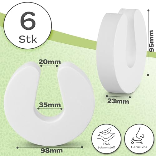 LeBone Premium Klemmschutz für Türen - 6 Stück Weiß - 2,3cm Ultra-Stark - Extra-Breit - Schaumstoff Türstopper als Kindersicherung und Fingerklemmschutz für Babys und Kinder