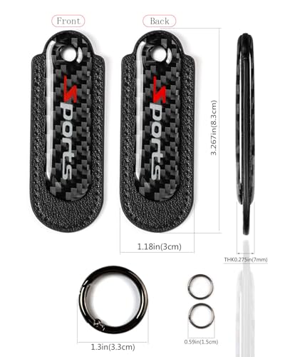 Image of muekzru Carbon Fiber Leather Set Car Keychain,Universal keychain Fashion Sports Keychains Keyring Business Gift Birthday