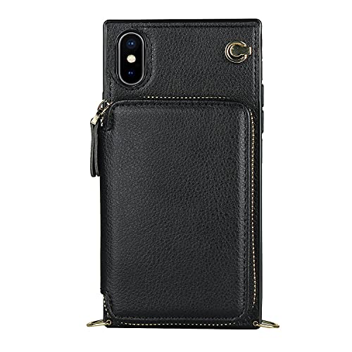 Sac à main portefeuille iPhone XS en cuir noir idéal pour vos sorties urbaines