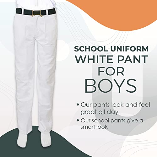 Image of School Uniform White Pant for Boys | Formal Trouser for Boys | Readymade Stitched Full Pant for Students | Clothes for School Children