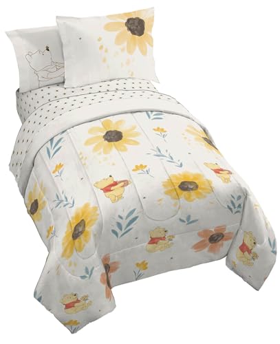 Image of Disney Winnie The Pooh Full Size Comforter Set 7 Piece Bedding, Beige | Bed in a Bag, Comforter Sheets Shams Pillowcases, Official Product, Soft Microfiber, Machine Washable, Kids Gift
