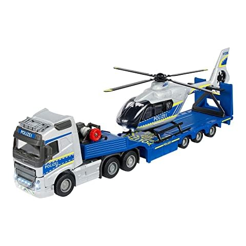 Majorette - Volvo Polizei-Transporter FH-16 (35 cm) - LKW mit Auflieger und Airbus Hubschrauber (25,5 Licht & Sound vielen Funktionen - Spielzeug-Set für Kinder ab 3 Jahren, 213716000, Einheitsgröße Cover