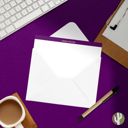 Image of Desert Cactus Omega Psi Phi 10 Pack Notecards OPP Omega Man Divine 9 Stationery Cardstock Includes Envelopes Memo Party Thank You (Notecard Design E)