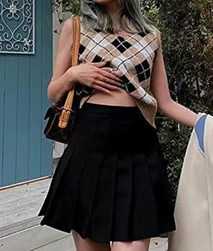 Image of Women's Sweater Vest,Y2K Sleeveless Pattern Preppy Style Knitted Crop Tank Top for Girl