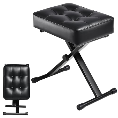 Adjustable Piano Bench Keyboard Bench - Foldable Keyboard Stool with Non-Slip Feet,3-Level Height...