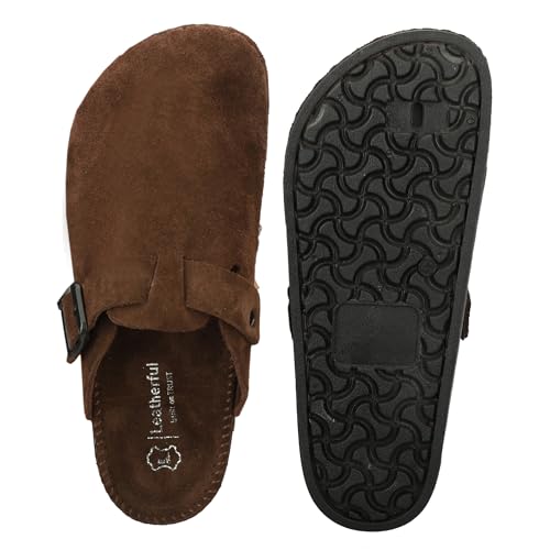 Image of Premium Orthopedic Suede Leather Mules, Lightweight Slip-On Design with Anti-Skid Sole, Cushioned Footbed, Pain-Free Comfort for Indoor Outdoor Use