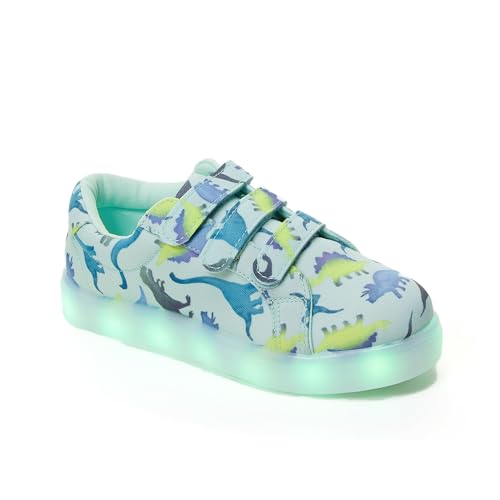 FabKids Boys Light Up Dinosaur Sneakers Glowing Athletic Sport Shoes Kids Cute Dino Tennis Footwear Toddler Size T5