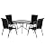 UDPATIO Patio Dining Set for 4, Outdoor Table and Chairs Set with Textured Glass Table, 4 Stackable Patio Chairs, Outdoor Furniture Set for Deck Garden Backyard Lawn Poolside (Black)