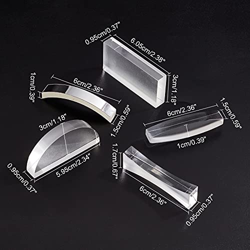 Ahandmaker 5 Pcs Physical Optical Experiment Set, Acrylic Lens And Prism All Faces Fully Polished For Lab Supplies Physics Teaching (Double Concave, Double Convex, Rectangle, Semicircle) #TOP1