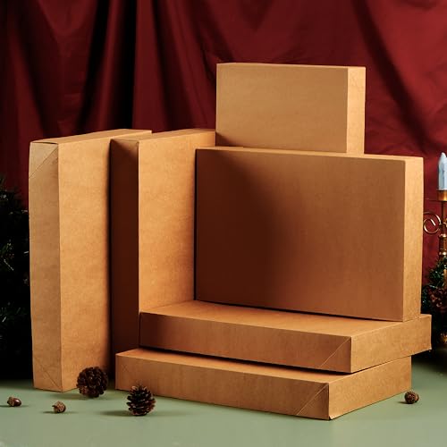 Joyin 12 Pcs Kraft Large Gift Boxes 17 Inch X 11 Inch X 2.4 Inch Brown Cardboard Shirt Boxes With Lids For Sweaters thumb #5