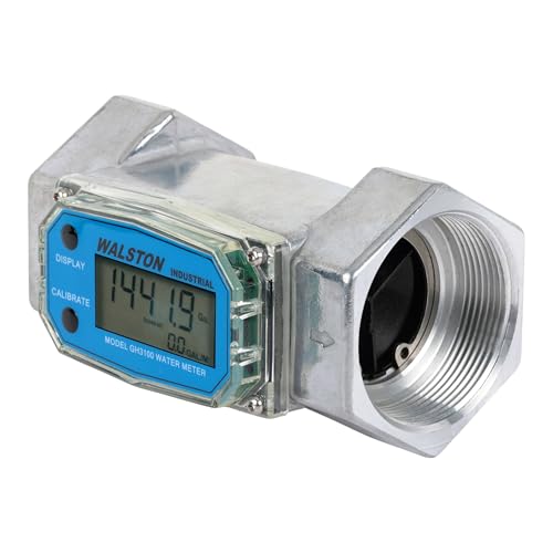 2 Inch Digital Water Meter, Female NPT Threads, Inline Flow Meter for Water Measurement in Gallons, Quarts, Pints, Liters, Walston Industrial GH3100