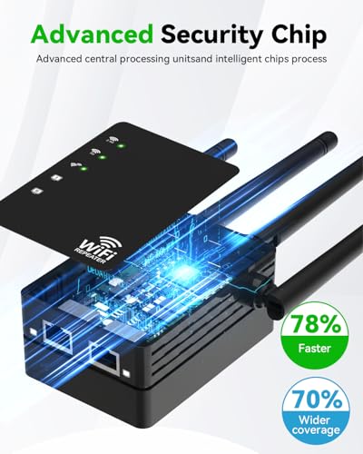 Image of WiFi Extender 1200Mbps, Long Range WiFi Booster up to 12880 Sq Ft, 105 Devices, WiFi Extender Signal Booster for Home, Easy Setup